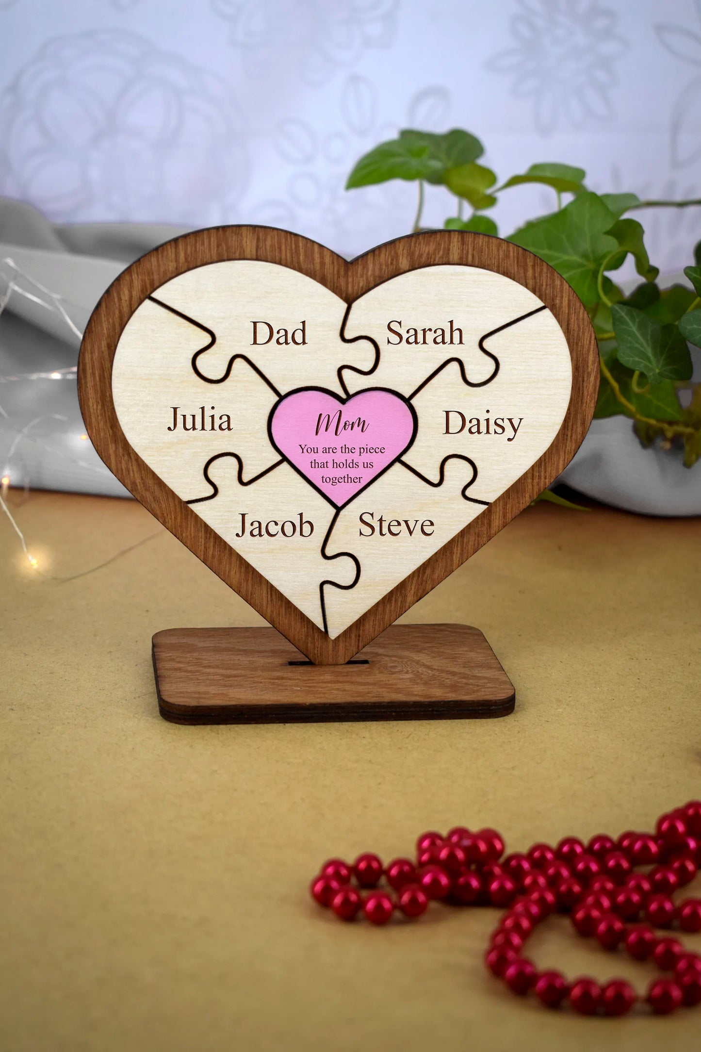 Mom Puzzle Heart - Heart of the Family Home Decor