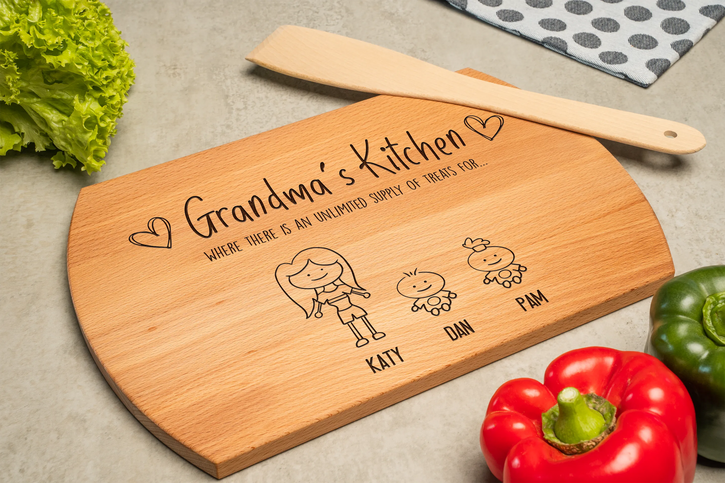 Family Cutting Board - A personalized family portrait