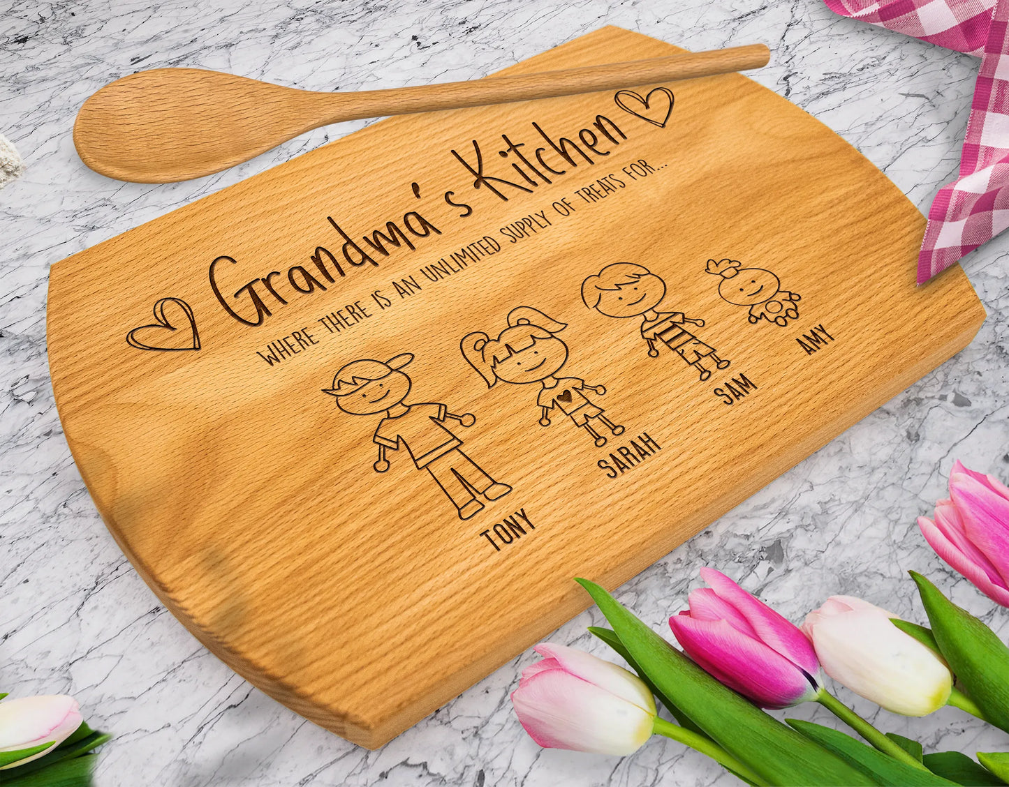 Family Cutting Board - A personalized family portrait
