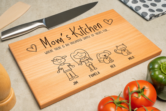 Family Cutting Board - A personalized family portrait
