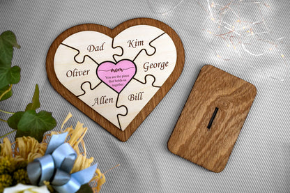 Mom Puzzle Heart - Heart of the Family Home Decor