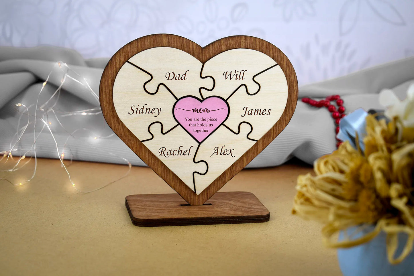 Mom Puzzle Heart - Heart of the Family Home Decor